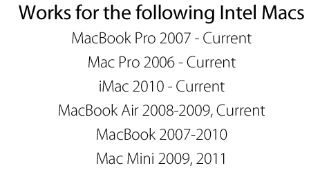 Firmware works for the following Macs: MacBook Pro 2008-2010, Mac Pro 2009 - 2010, iMac 2010 / Air 2008 - 2009, iMac 2010