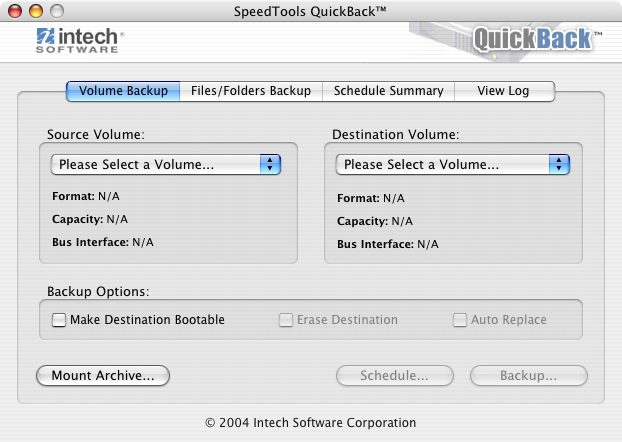 Quickback Main Window