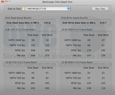 BlackMagic benchmark results