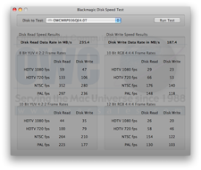 BlackMagic benchmark results