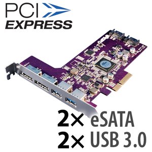 (*) CalDigit FASTA-6GU3 Pro: 2-port USB 3.0 & 2-port 6Gb/s eSATA host adapter card for Mac or PC.