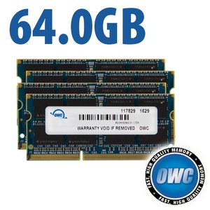 64.0GB (4 x 16GB) OWC PC3-14900 DDR3L 1867MHz CL11 204-Pin SO-DIMM Memory Upgrade Kit