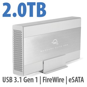 2.0TB OWC Mercury Elite Pro 7200RPM Storage Solution with USB 3.2 (5Gb/s) + eSATA + FW800/400