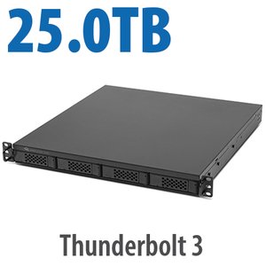 25.0TB (1x1.0TB NVMe + 3x8.0TB HDD) Flex 1U4 4-Bay Rackmount Thunderbolt Storage, Docking & PCIe Expansion Solution