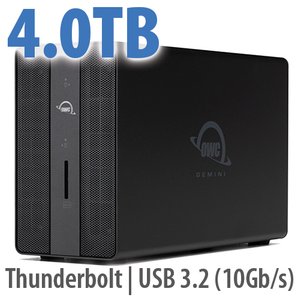 4.0TB OWC Gemini - Thunderbolt (USB-C) Dock and Dual-Drive HDD RAID External Storage Solution