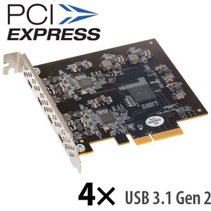 (*) Sonnet Technologies Allegro USB-C 4-Port SuperSpeed +USB 3.1 Gen 2 PCI Express Card. Thunderbolt compatible.