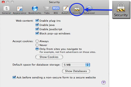 Click on Security.