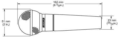Shure SM58® unidirectional (cardioid) dynamic vocal microphone dimensions