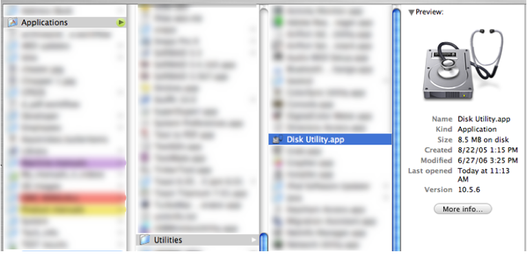 Open your finder and navigate to "Disk Utility.app" under Applications/Utilities/Diskutility.app