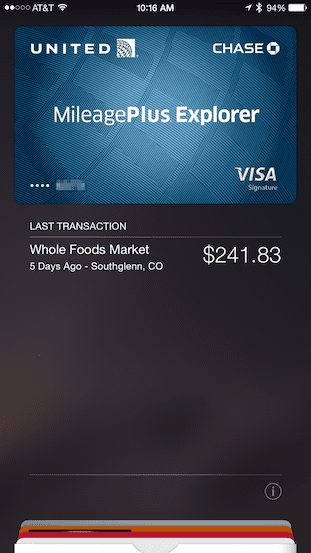 Credit card in Apple Pay