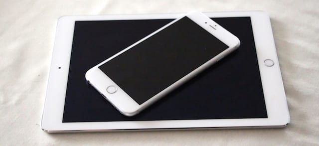 iPhone 6 Plus on top of an iPad Air 2