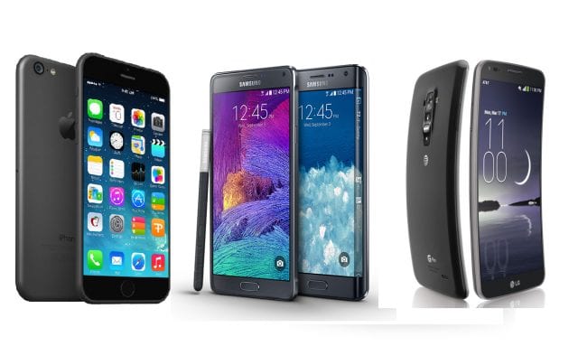 iPhone 6, Samsung Galaxy S6 and S6 Edge, and LG G Flex