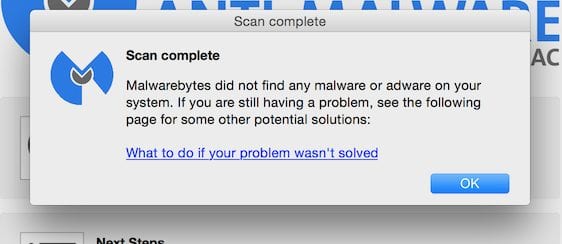 Successful scan of a malware-free Mac
