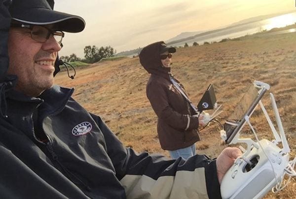 While it might be possible for one person to handle the drone and camera controls, Jeff Foster is a firm believer in having a specially trained (and certified) drone pilot at the flight controls and a solid, creative person handling the camera action.
