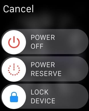 Power off screen on Apple Watch