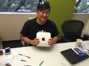 Dave Kim with his Mac mini. 