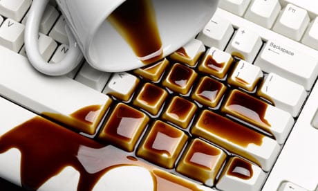 Coffee spill on keyboard