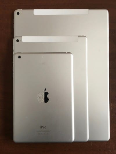 iPad Pro with iPad Air 2, iPad Mini 2 on top