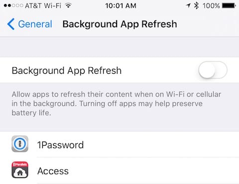 Disable background app refresh