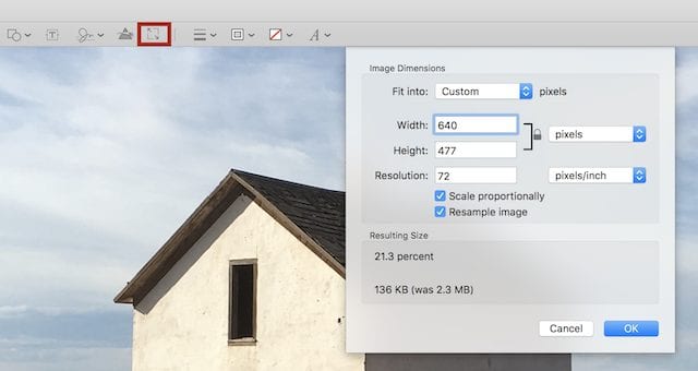 Adjust Size dialog in Preview app