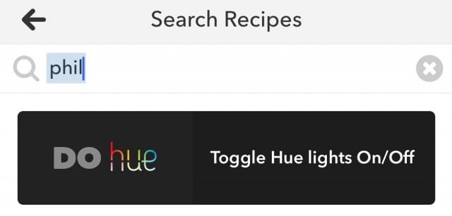 Searching for the Philips Hue recipes
