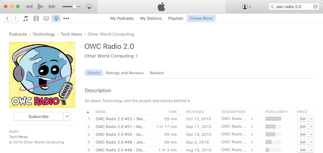 OWC Radio in iTunes