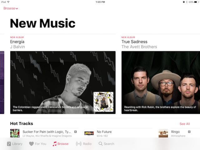 The redesigned Music app