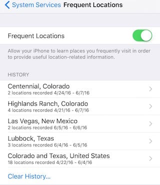 iOS Location History