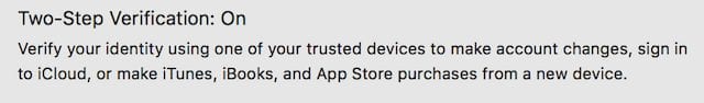 Two-Step Verification (Authentication) enabled on Mac