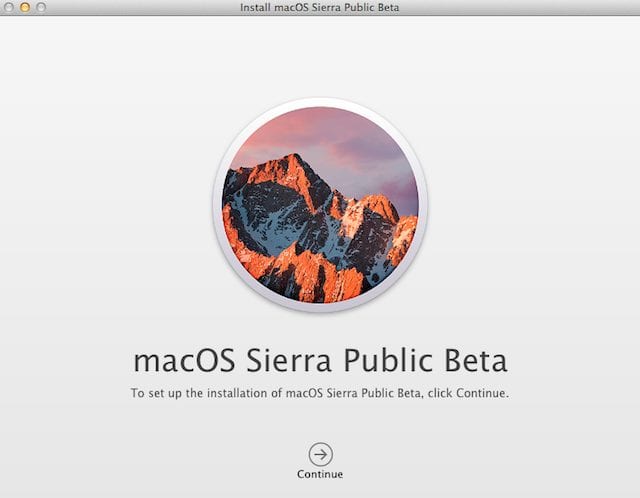 The macOS Sierra Public Beta Installer 