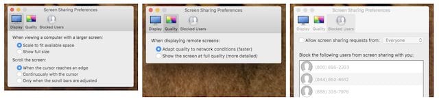 Screen Sharing preferences