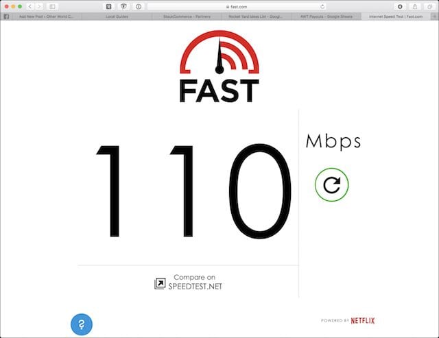 The clean and simple Fast.com download speed test