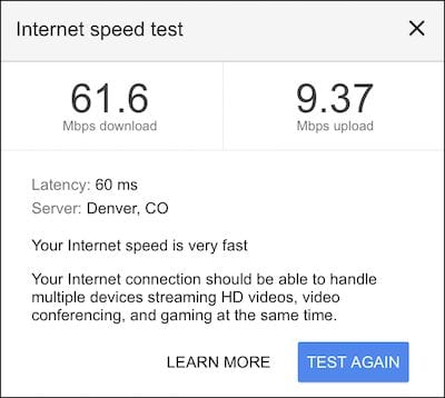 Google WiFi Speed Test