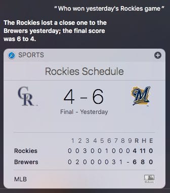 Sports scores are another Siri specialty.