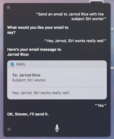 Writing and sending an email using Siri on the Mac