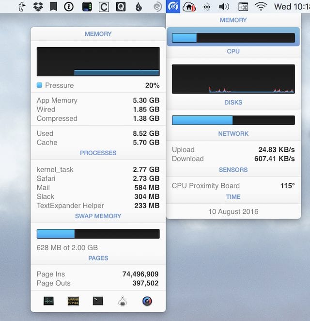 Monitoring RAM usage with iStat Menus