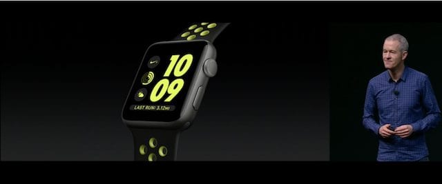 Apple's Jeff Williams with Apple Watch Nike+. Image from 9/7/16 livestream.