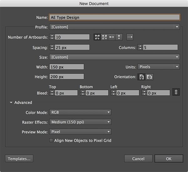 Artboards can be set up when creating a new document or added as you progress through the design.