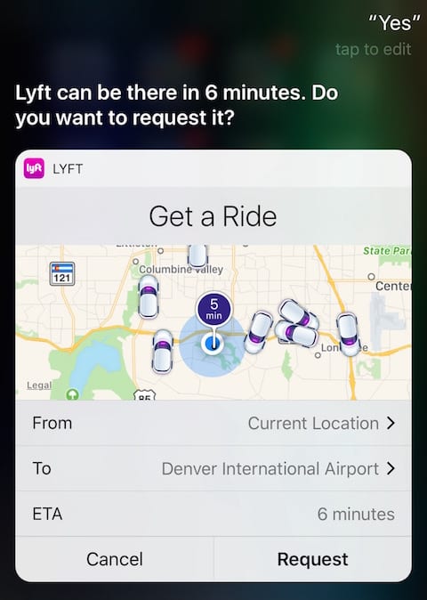 Siri, get me a Lyft to the airport!