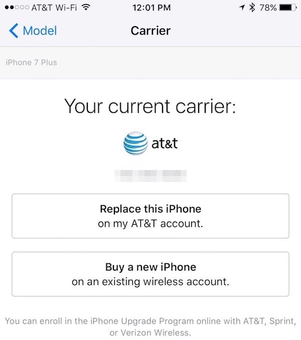 Like magic, the Apple Store app knows your current carrier