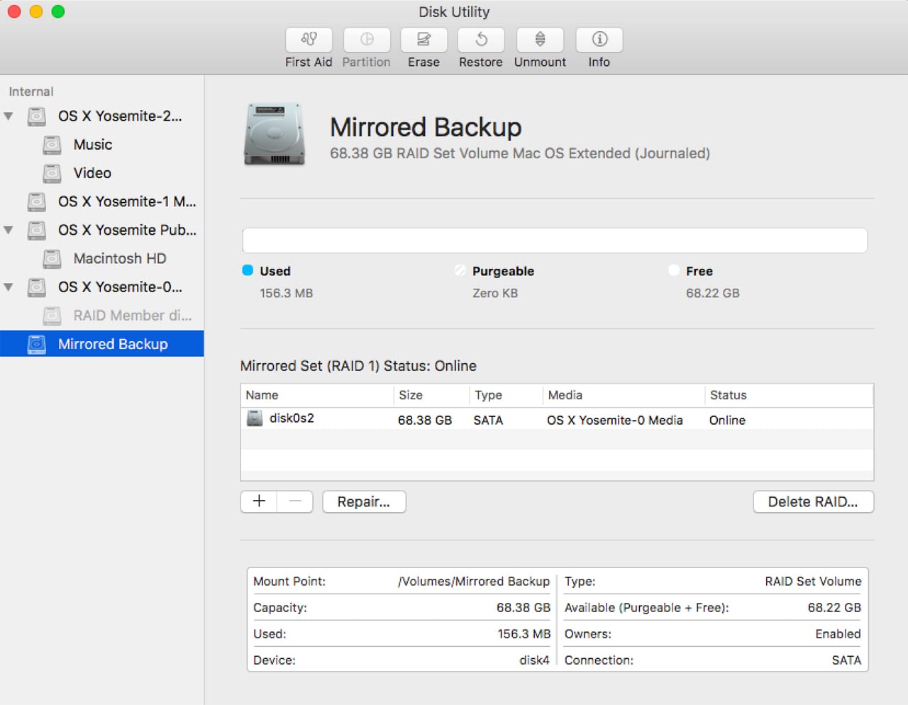 mac os disk utility raid el capitan