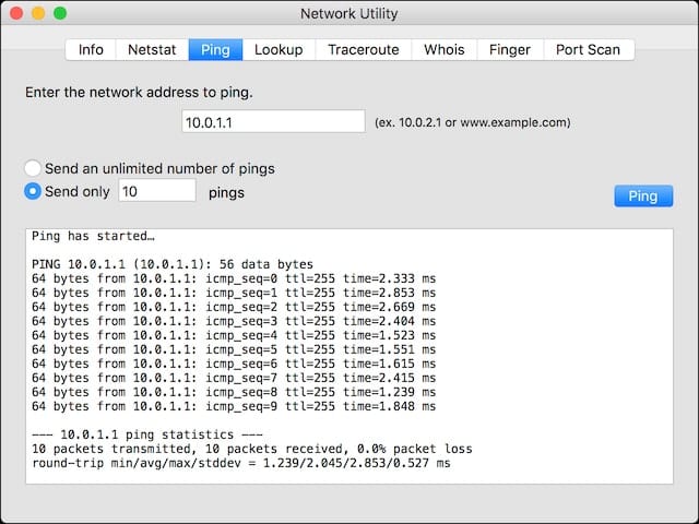 Network Utility - Ping