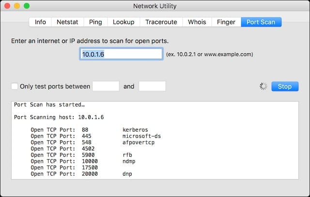 Network Utility - Port Scan