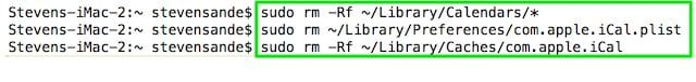 Terminal commands surrounded by green box