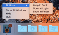 Right-click a Dock icon to display this menu