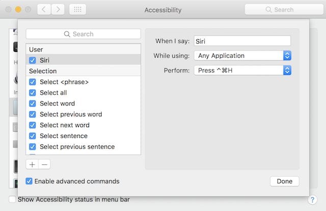 The final setting to create a "Hey, Siri" dictation command