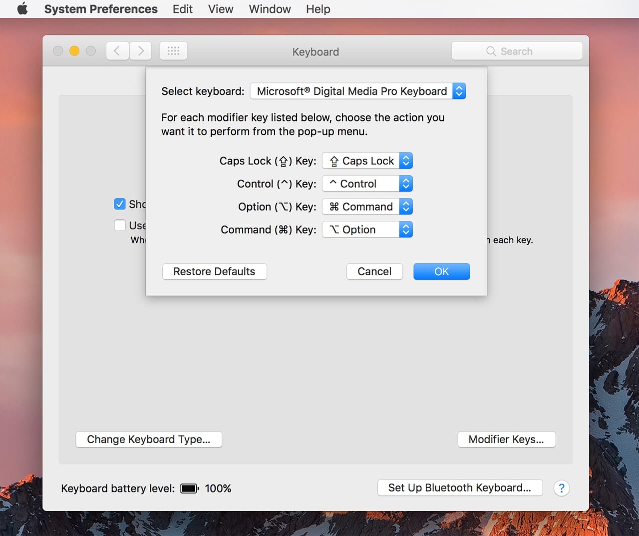 use keyboard layout for mac to windows keyboard