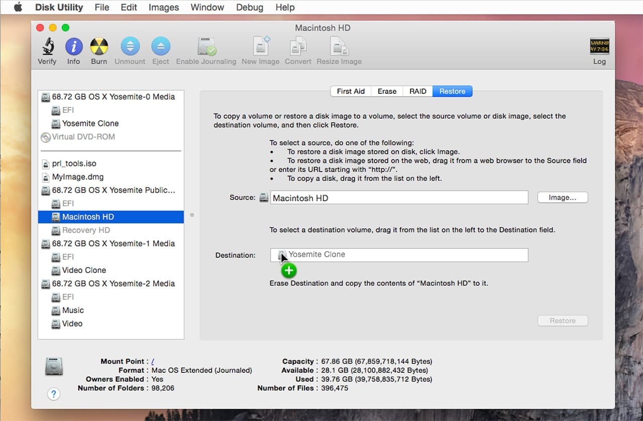 using disk utility to clone hard drive