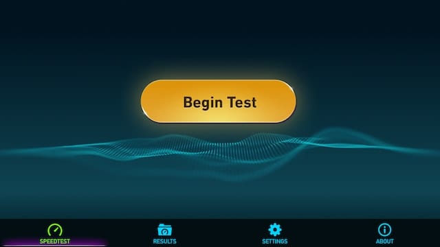 Starting Ookla Speedtest is as easy as tapping one button