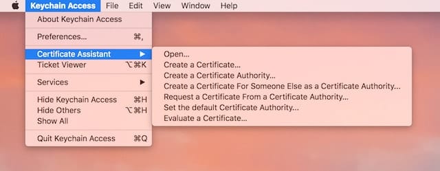 The Certificate Assistant in Keychain Access